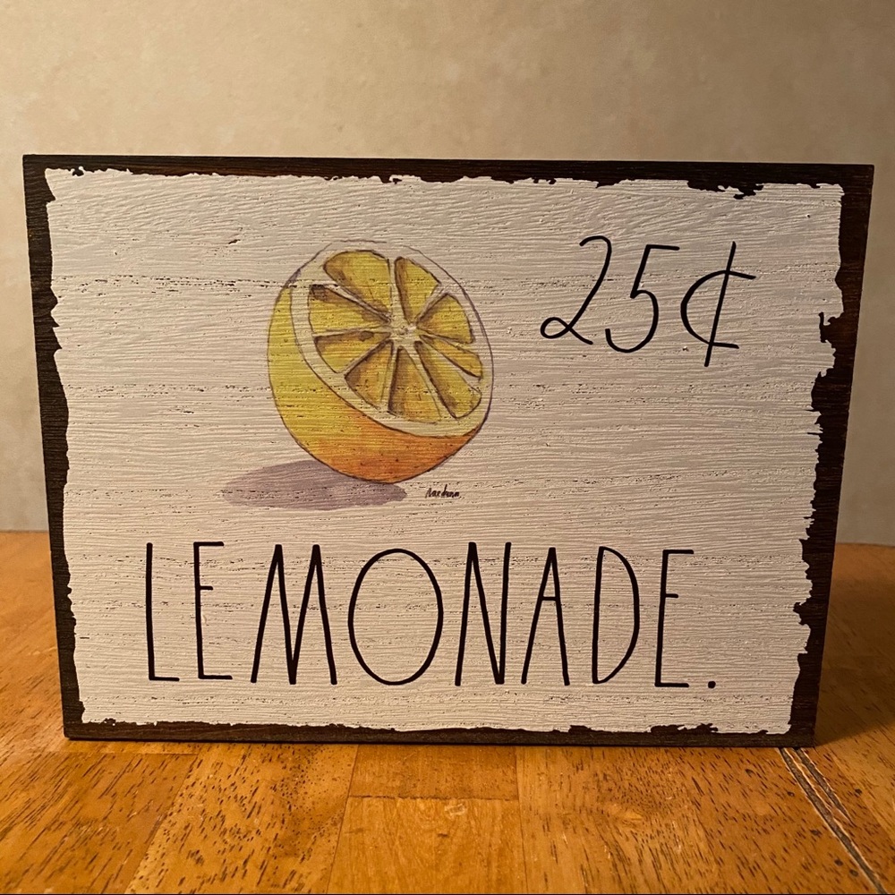 Rae Dunn LEMONADE 25 cents Dark Wood Sign Brand New!!
